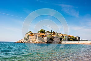 Sveti Stefan island. Luxury resort in Adriatic sea near Budva city, Montenegro.