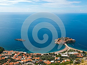 Sveti-Stefan island in Montenegro from above