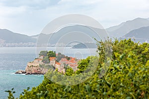 Sveti Stefan island in Montenegro, Adriatic sea