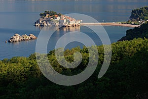 Sveti Stefan island near city of Budva, Montenegro on Adriatic coast photo