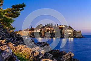 Sveti Stefan night view