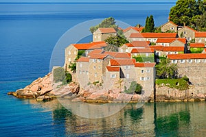 Sveti Stefan, small islet and hotel resort in Montenegro. Balkan