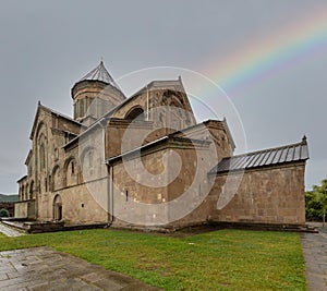 Svetitskhoveli church and castle complex panorama in Mtskheta, Georgia