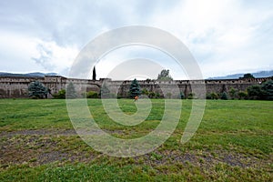 Svetitskhoveli church and castle complex panorama in Mtskheta, Georgia