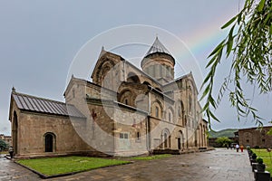 Svetitskhoveli church and castle complex panorama in Mtskheta, Georgia