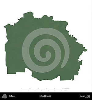 Svislac District, Belarus, isolated on white. Physical