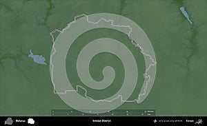 Svislac District outlined, Belarus. Physical
