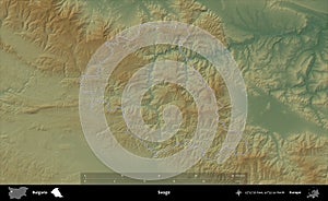 Svoge outlined, Bulgaria. Physical