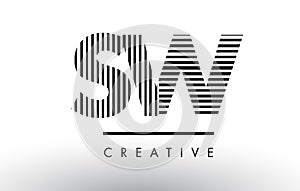 SW S W Black and White Lines Letter Logo Design.