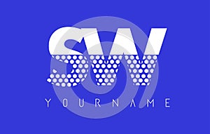 SW S W Dotted Letter Logo Design with Blue Background.