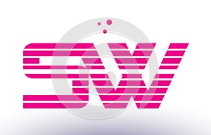 sw s w pink purple line stripe alphabet letter logo vector template