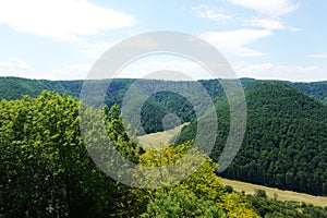 Swabian Alb landscapes, view from Bad Urach castle, Germany
