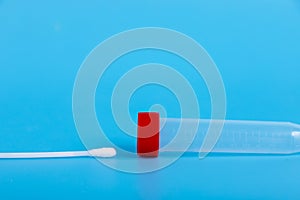 Swabs for PCR test from nasopharynx or saliva. Copy space