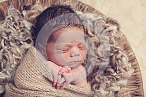 Swaddled sleeping newborn
