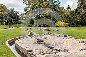 Swadlincote Park Derbyshire water and stone feature.