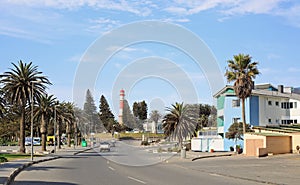 Swakopmund is a scenic seaside town in Namibia. There is a quaint lighthouse in Swakopmund Mole