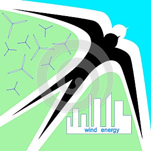 Swallow as a symbol of wind energytown photo