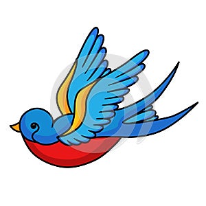 Swallow bird icon, freedom symbol in beautiful art