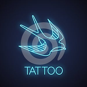 Swallow bird neon light icon