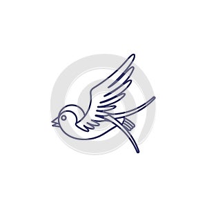Swallow icon isolated on white background. Tattoo Style Swallow. Vector linear symbol