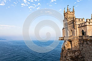 Swallow Nest Castle in Crimea in autumn evening