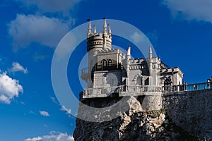 Swallow's Nest Castle in Crimea on rock near Black Sea