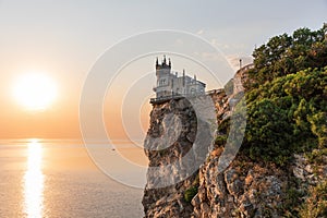 Swallow`s Nest castle in the morning sun, Crimea