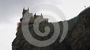 Swallow`s Nest castle on the rock over the Black Sea. Yalta, Crimea.