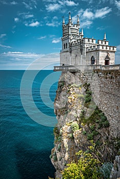 Swallow`s Nest castle on rock top in Crimea