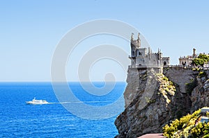 The swallow's nest castle, the symbol of the Crimea Peninsula, Black sea