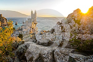 The Swallow`s Nest is a decorative castle located at Gaspra, Crimea