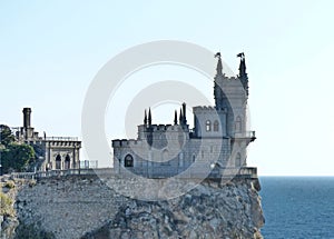 Swallow`s nest-Gothic castle over the cliff of the sea, the emblem of the southern coast of Crimea.