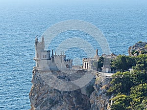 Swallow`s nest-Gothic castle over the cliff of the sea, the emblem of the southern coast of Crimea.