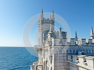 Swallow`s nest-Gothic castle over the cliff of the sea, the emblem of the southern coast of Crimea.