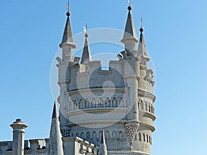 Swallow`s nest-Gothic castle over the cliff of the sea, the emblem of the southern coast of Crimea.