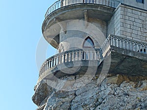 Swallow`s nest-Gothic castle over the cliff of the sea, the emblem of the southern coast of Crimea.