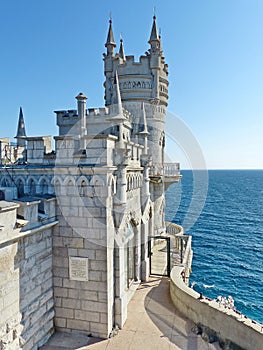 Swallow`s nest-Gothic castle over the cliff of the sea, the emblem of the southern coast of Crimea.