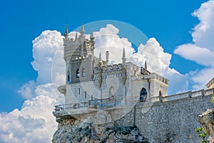 Swallow`s Nest Lastochkino Gnezdo castle in Gaspra, south Crimea photo