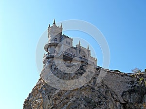 The Swallow`s nest lock on the steep rock. Crimea