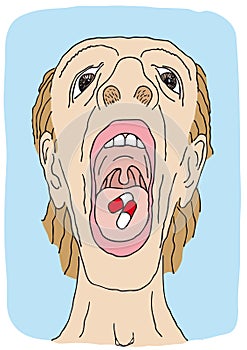Swallowing pills (vector)