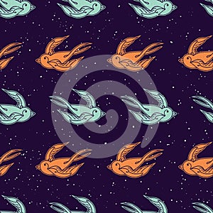 Swallows old school tattoo pattern