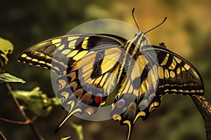 Swallowtail butterfly close up. Generative AI