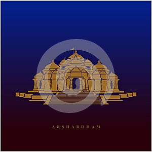 Swaminarayan Akshardham temple vector icon. Akshardham mandir.