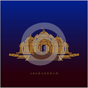 Swaminarayan Akshardham temple vector icon. Akshardham mandir, Delhi