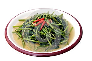 Swamp cabbage on dish