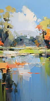 Swamp Landscape Painting In The Style Of Iryna Yermolova