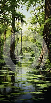 Swamp Painting Of Ornellaia In The Style Of Dalhart Windberg photo