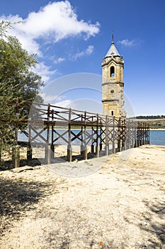 swamped church of San Roque near Villanueva de las Rozas, Cantabria, Spain