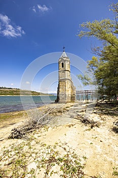 swamped church of San Roque near Villanueva de las Rozas, Cantabria, Spain