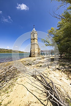 swamped church of San Roque near Villanueva de las Rozas, Cantabria, Spain